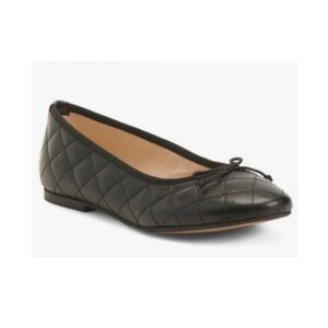 Bertuchi Shoes Women Sz. US 10 Black Leather Ballet Flats Quilted Bow Spain NWOB